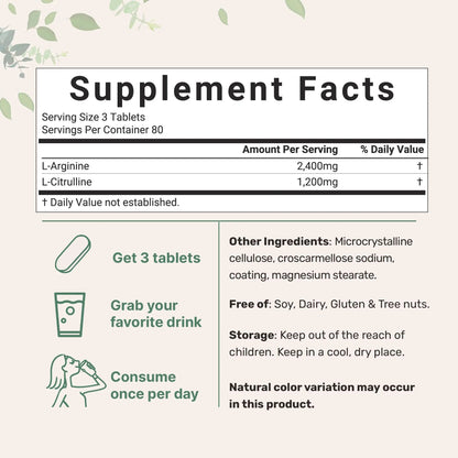 Nitric Oxide Supplements for Men & Women 3,600mg, 240 Bisected Tablets | 80 Servings | Max Strength Nitric Oxide Booster with L-Arginine & L-Citrulline Micro Ingredients