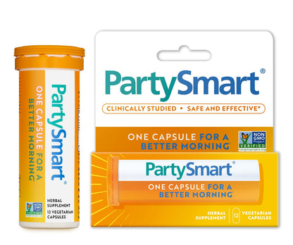 Himalaya PartySmart, 12 Capsule Tube - Alcohol Breakdown Liver Support for a Better Morning After Drinking - Plant Based, Vegan, Non-GMO Himalaya