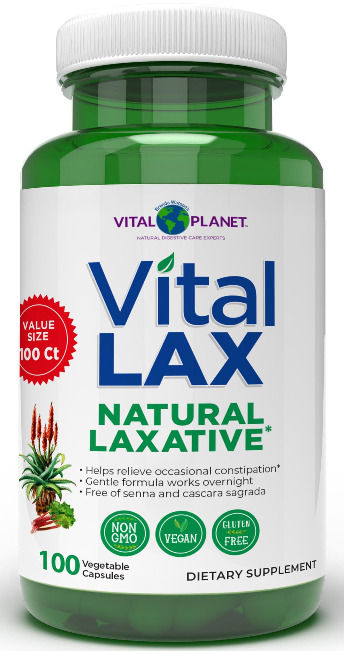 Vital Planet - Vital Lax Natural Laxative Cleanse Supplement for Occasional Constipation, with Magnesium Hydroxide, Slippery Elm, Aloe, Vital Planet