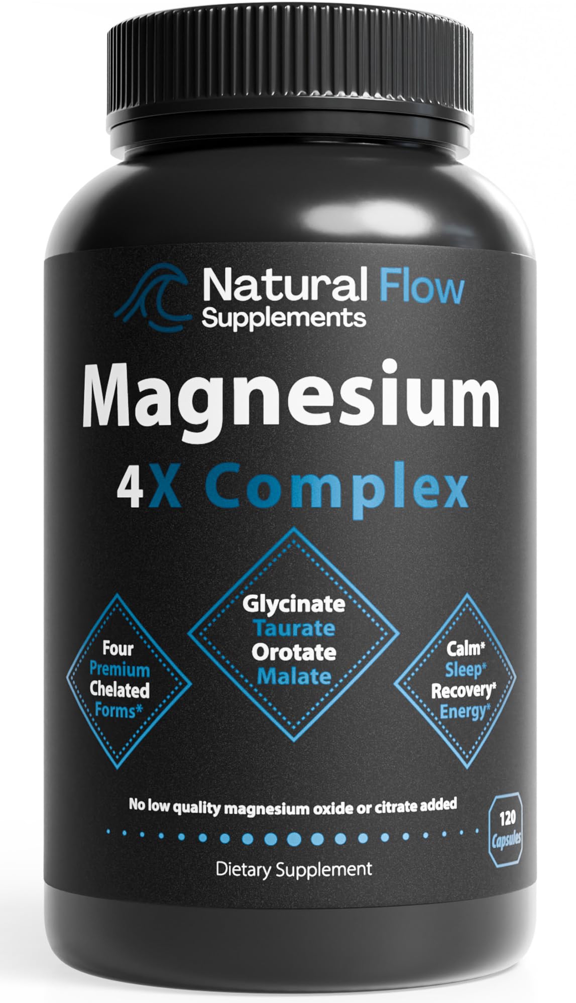 Natural Flow 4X Magnesium Supplement, Magnesium Glycinate, Taurate, Malate, Orotate Complex, Calm Sleep and Cramp Support Blend, No Mag Citrate or Oxide, 120 Capsules Natural Flow Supplements buy australia supplements