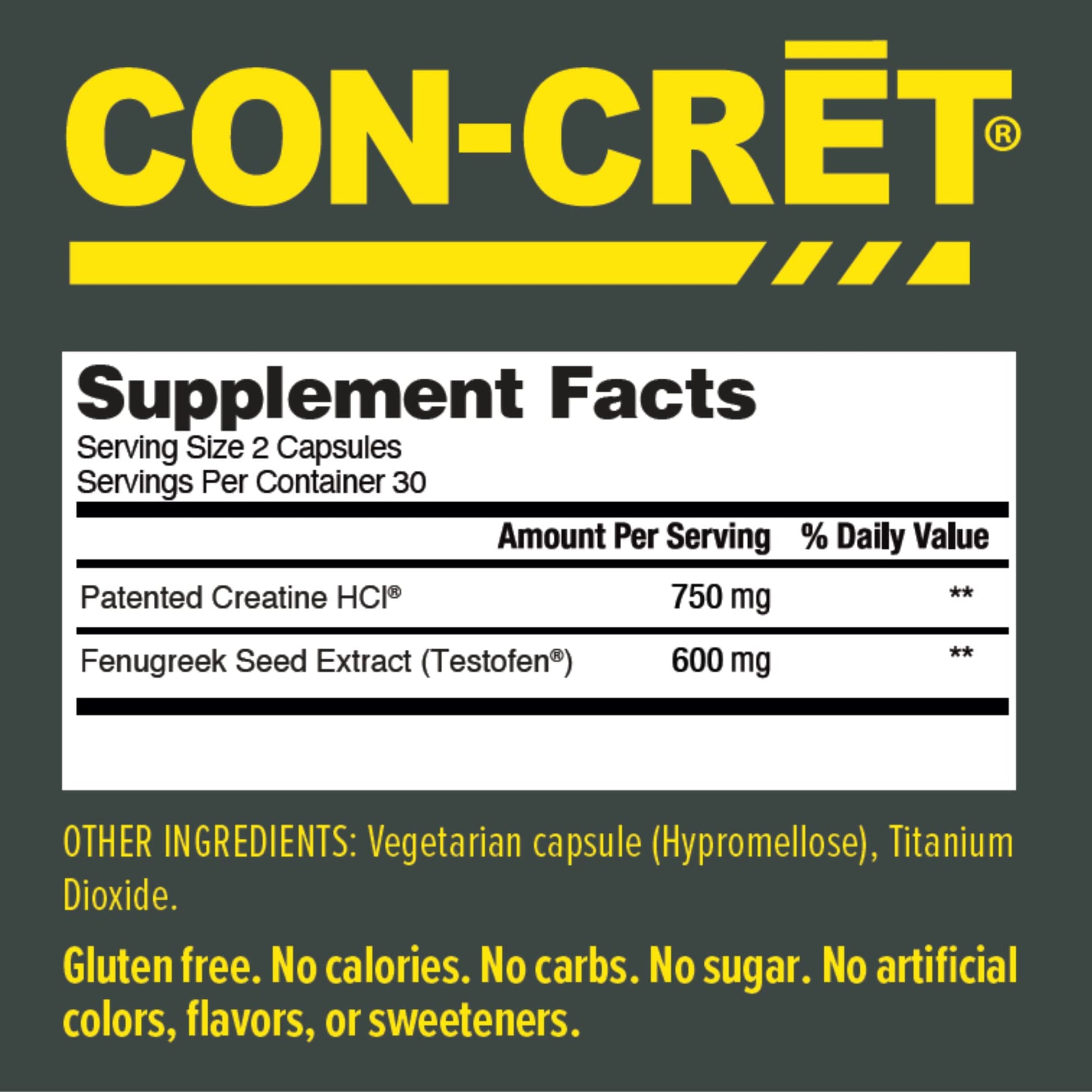 CON-CRET®+ Test, CON-CRET® Patented Creatine HCl Now with Testofen®, Boost Testosterone Levels, 60 Capsules CON-CRET buy australia supplements