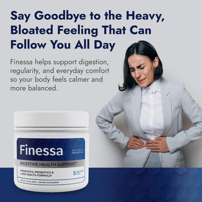 Finessa Digestive Probiotic Drink - 2in1 Digestive Health, Liver Cleanse Detox & Repair | Constipation, Gas and Bloating Relief | Gut Health Blend with Prebiotics & Probiotics Finessa