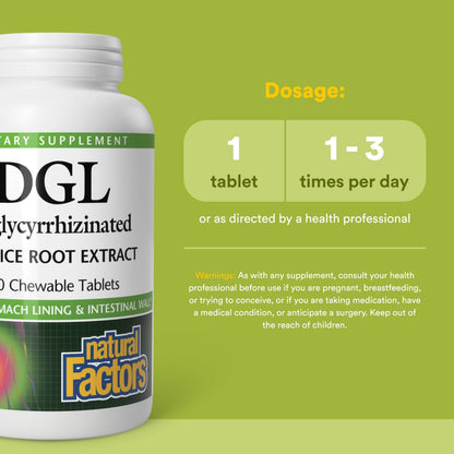 Natural Factors DGL Chewable - Digestive Support Supplement with Licorice Root Extract - Chewable Tablets Support Stomach Lining & Health - Non-GMO & Gluten-Free Natural Factors
