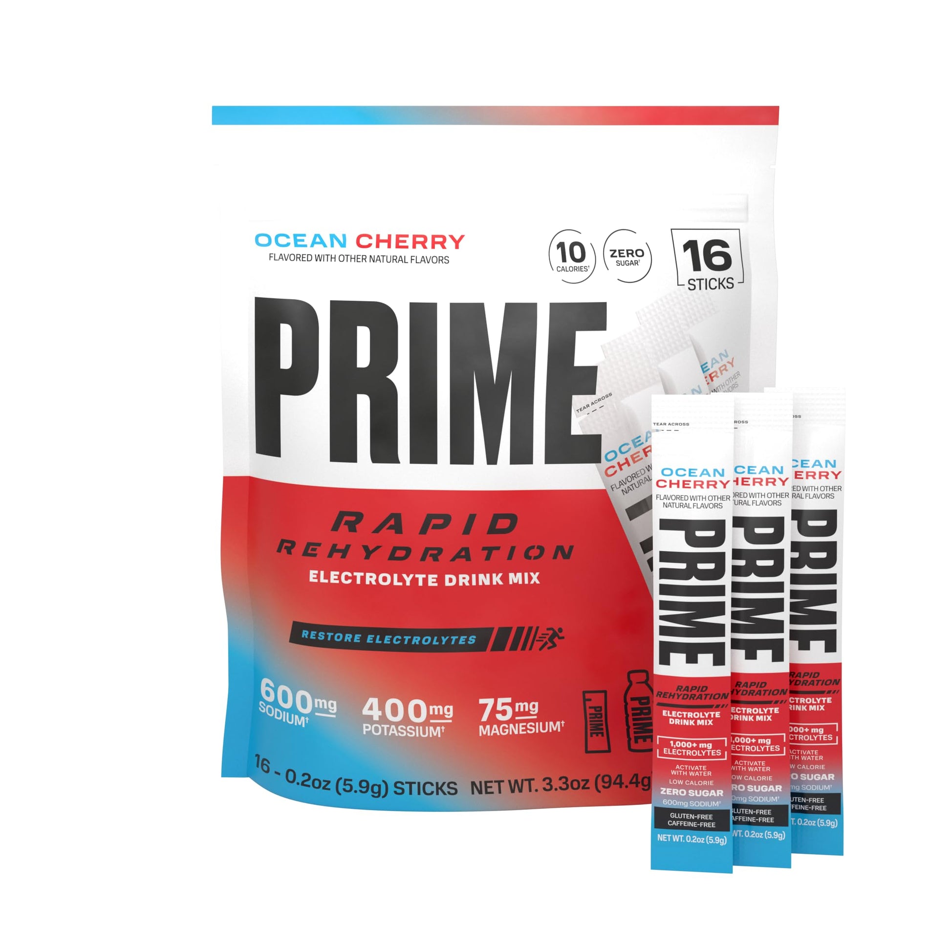 Prime Rapid Rehydration Electrolyte Powder Sticks, Ocean Cherry, Sugar Free Hydration Drink Mix with Sodium, Potassium, Magnesium & B Vitamins PRIME HYDRATION buy australia supplements
