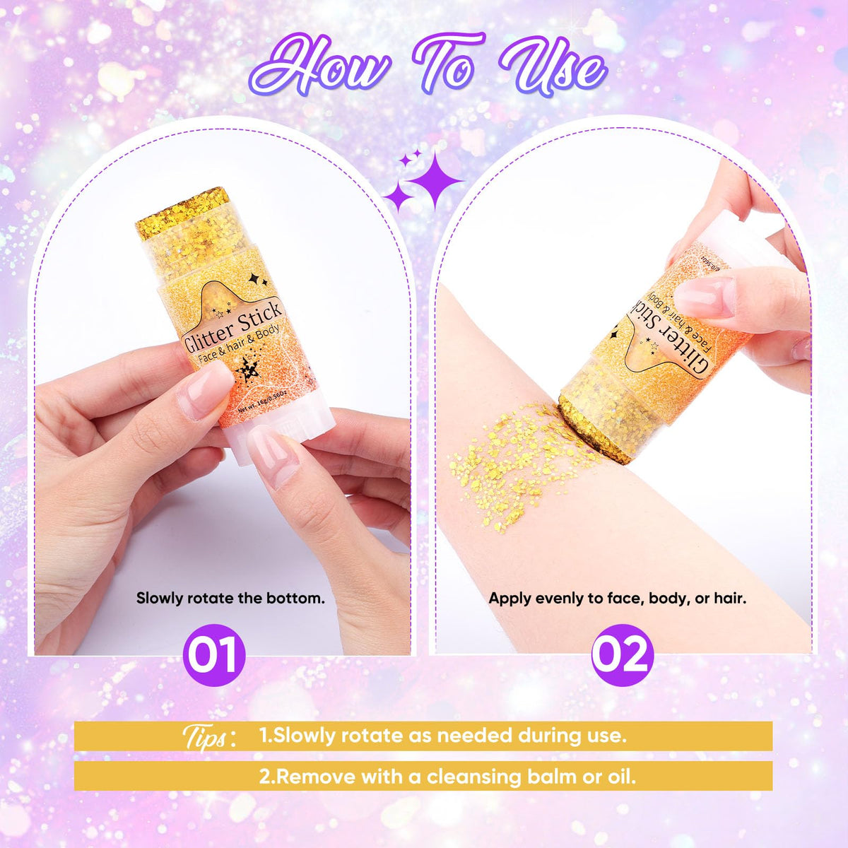 AROIC 6Pcs Body Glitter Stick, Sparkly Mermaid Face Glitter Makeup for Kids AROIC