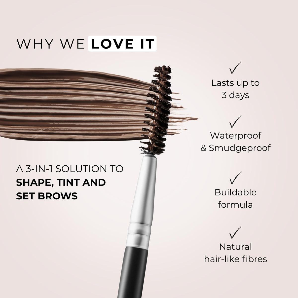 WUNDERBROW Eyebrow Gel, Waterproof, Smudgeproof, Long Lasting, Shade: Brunette, Vegan and Cruelty-Free WUNDERBROW