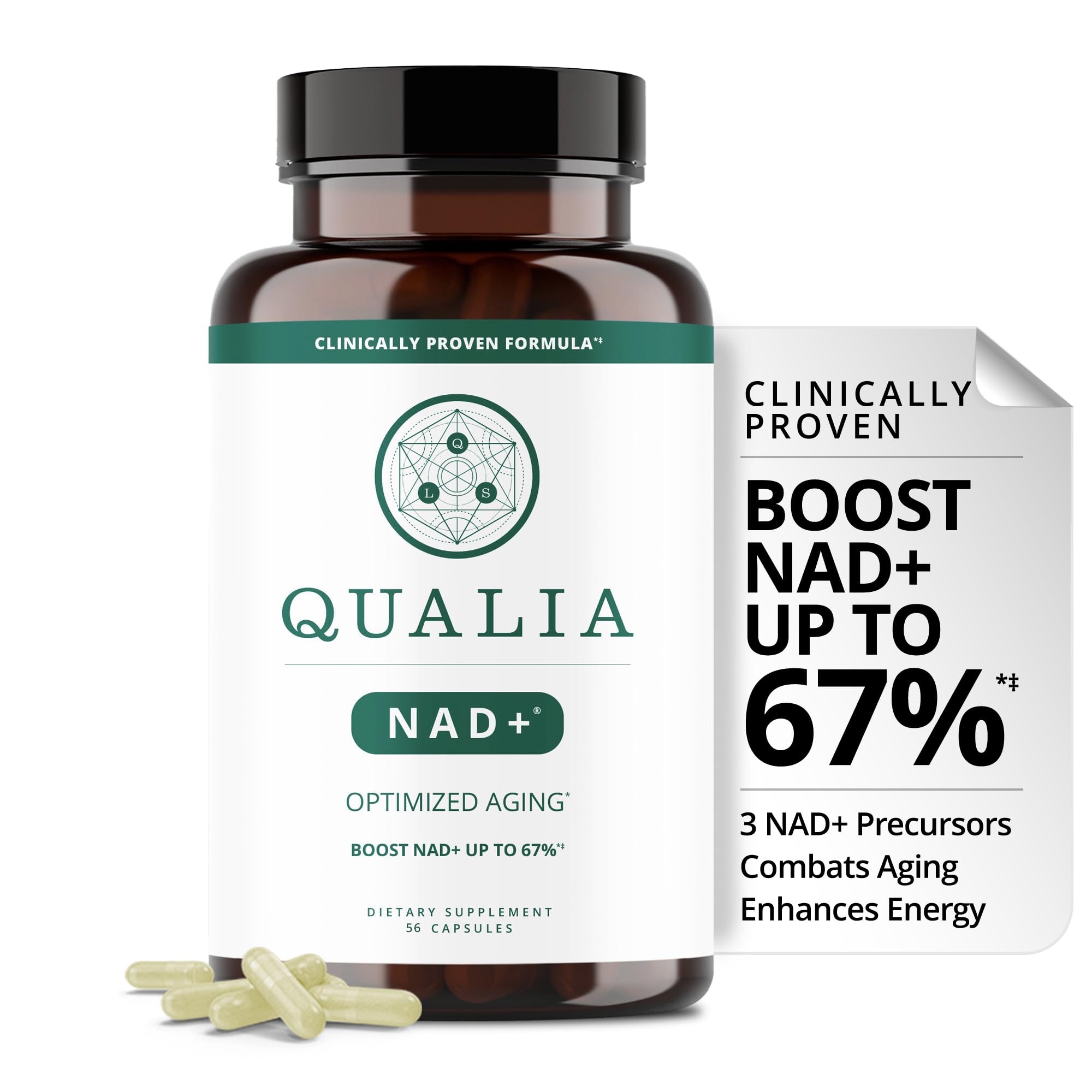 Qualia NAD Supplement — Clinically Proven to Boost NAD+ up to 67%. Optimized Aging, Energy, Focus. Elite NAD+ Booster Ingredients Nicotinamide Riboside (NIAGEN), Niacin, Niacinamide (1 Month Supply) QUALIA LIFE SCIENCES buy australia supplements