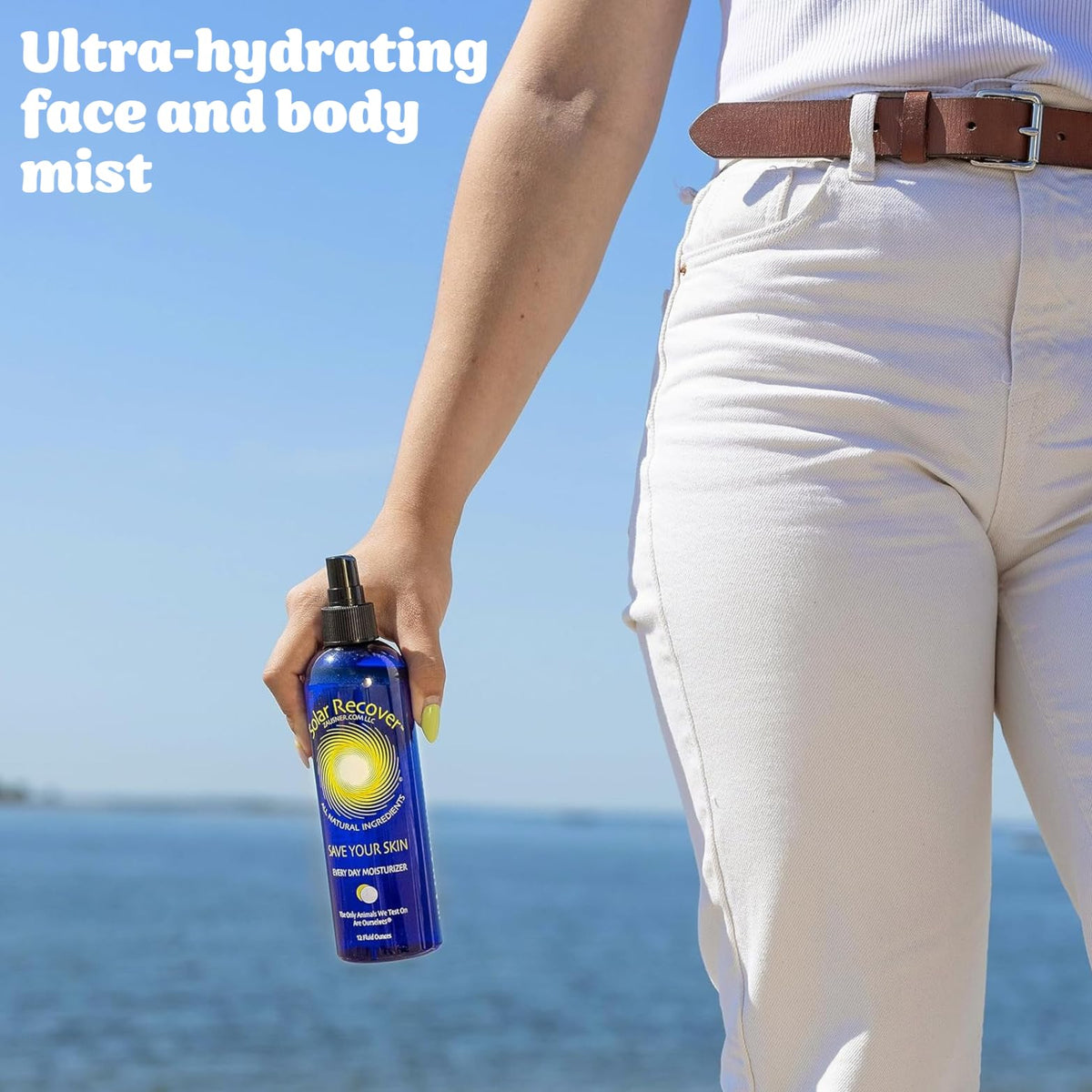 Solar Recover After Sun Moisturizing Spray (12 Ounce) - Hydrating Facial and Body Mist - 2460 Sprays of Sunburn Relief With Vitamin E and Calendula - Lotion Delivered in Water - Made in the USA Solar Recover
