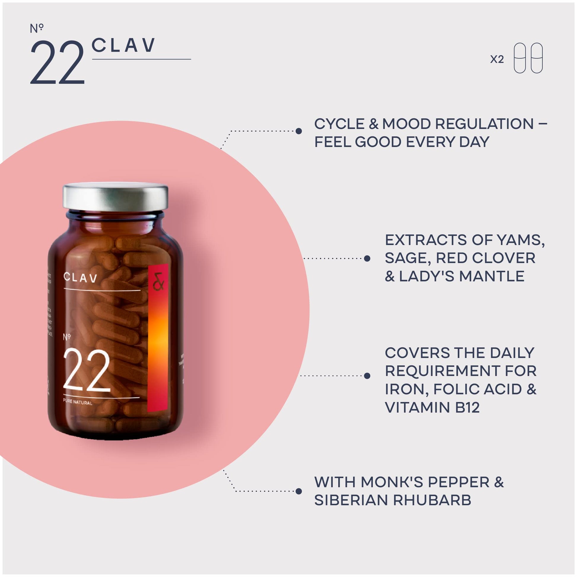 CLAV® Natural Hormone Balance for Women - PMS Relief with Siberian Rhubarb, Wild Yam & Vitex Berry - Vegan Menstrual Regulator Supplement - 120 Capsules CLAV buy australia supplements