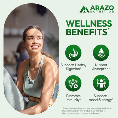 Arazo Nutrition Probiotic 40 Billion CFU Per Serving - Shelf Stable with Prebiotics and Acidophilus - Stable Potency Until Expiration – Time Delay Release Probiotics Gsupps Australia