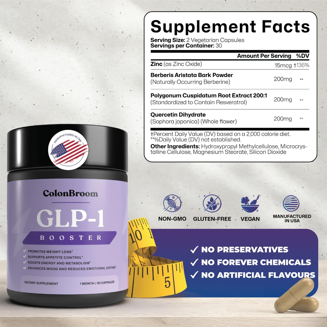 ColonBroom GLP-1 Weight Management Supplement for Women & Men - GLP1 Supports Gut Health, Metabolic Wellness & Appetite Regulation - Vegan, Gluten-Free Diet Capsules | 180 Count (New Formula) ColonBroom buy australia supplements