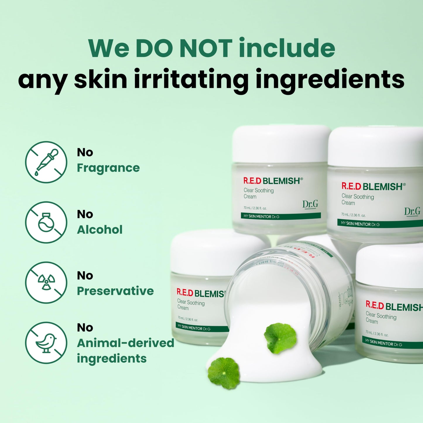 Dr. G R.E.D. Blemish Clear Soothing Cream - Calming Korean Moisturizer for Redness - Soothes Acne & Irritation Dr.G