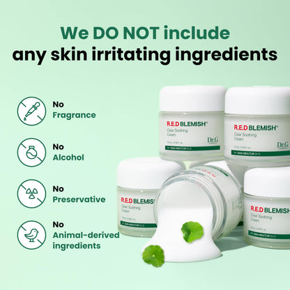 Dr. G R.E.D. Blemish Clear Soothing Cream - Calming Korean Moisturizer for Redness - Soothes Acne & Irritation Dr.G