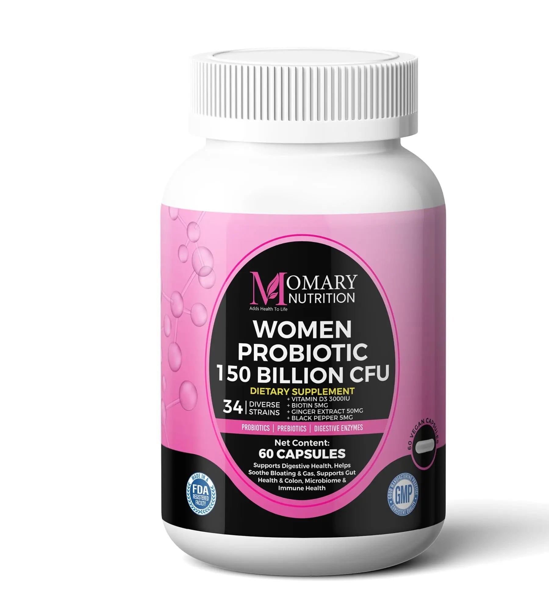 9-in-1 Bio Cultures Complex for Women – 150 Billion CFU Probiotics with 34 Diverse Strains, Organic Prebiotics, Postbiotics, Digestive Enzymes & Biotin – Supports Digestive Balance & Gut Microbiome MOMARY NUTRITION buy australia supplements