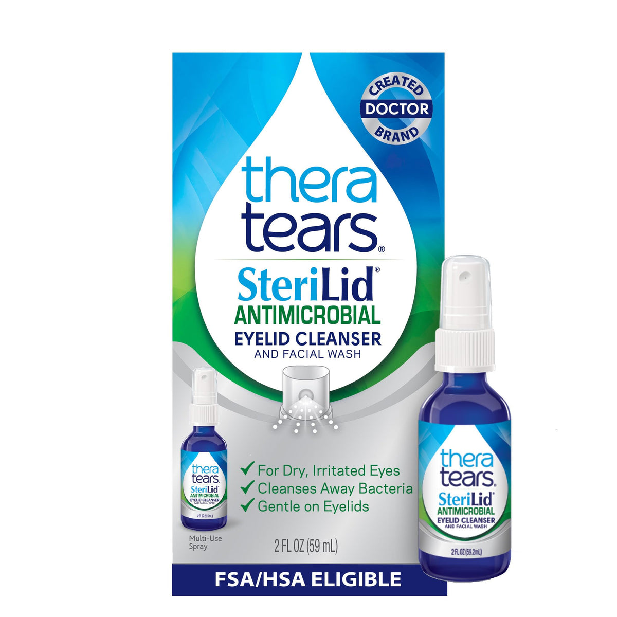 TheraTears SteriLid Antimicrobial Eyelid Cleanser and Face Wash, 2 Fl Oz TheraTears
