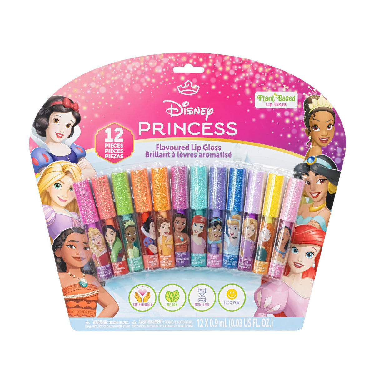 Townley Girl Disney Princess Lip Gloss Set, 12-Piece Plant-Based, Ages 3+ Townley Girl