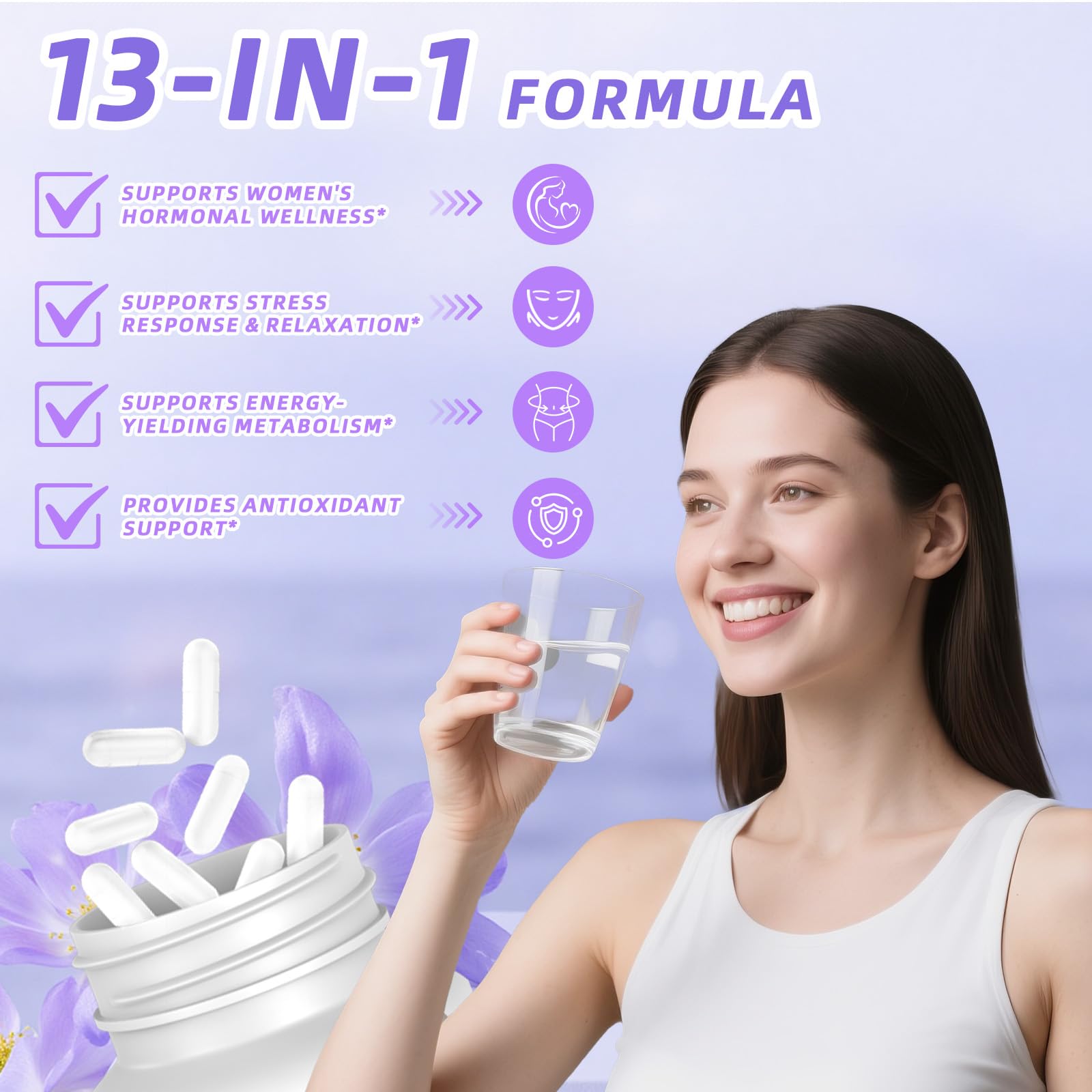 13-in-1 Myo Inositol & D-Chiro Inositol for Women PCOS,Hormonal Balance,2460mg-40:1 Ratio,Ovarian Health&Cycle Support Supplement Plus Alpha Lipoic Acid/Folate/Vitex/Magnesium/Multivitamin,120 Veg Cap Bebien fit buy australia supplements