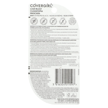 Covergirl Lash Blast Cleantopia Mascara, Volumizing, Smudge-Proof, Vegan Formula, Extreme Black 800, 1 Count COVERGIRL