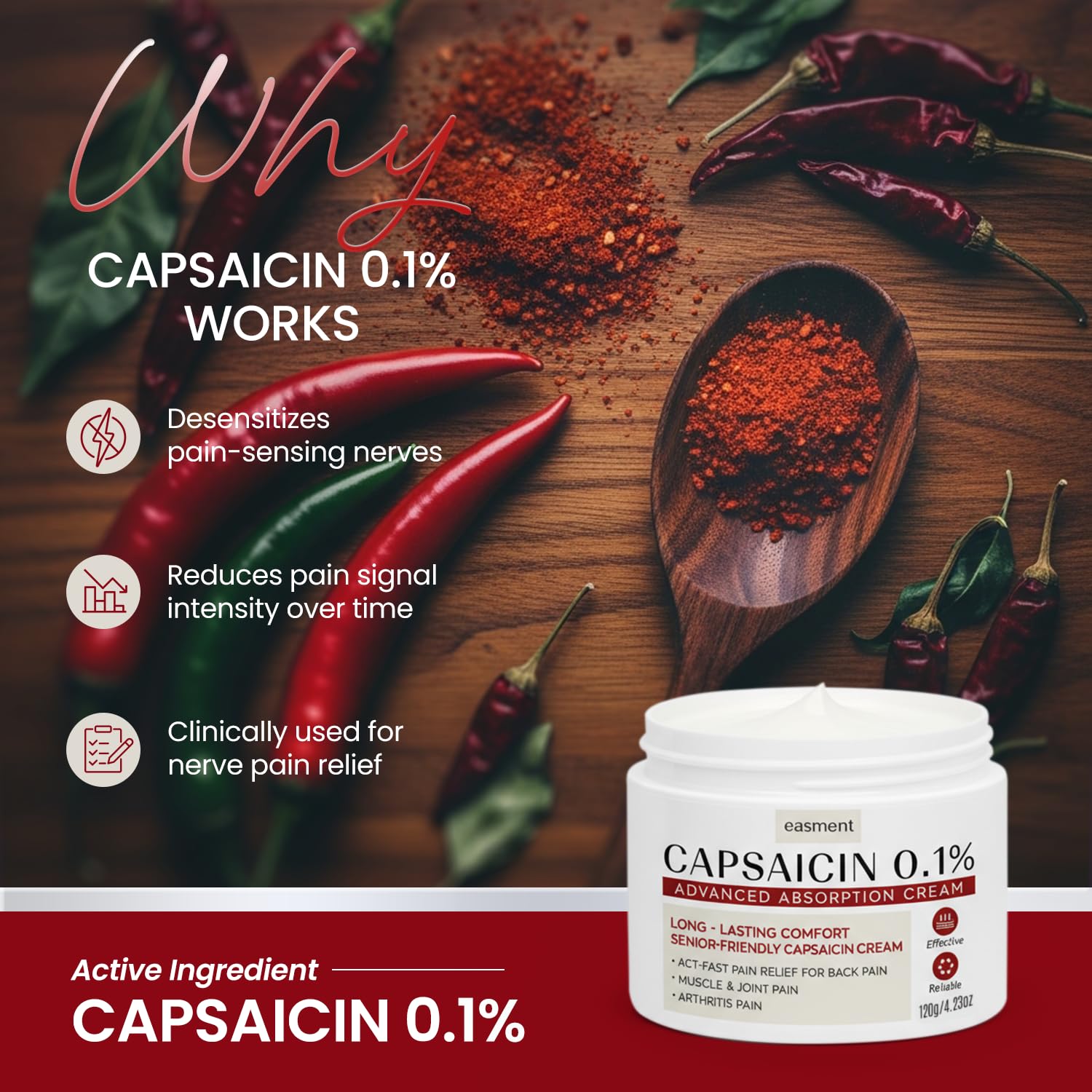 Easment Capsaicin Pain Relief Cream – Topical Arthritis & Muscle Pain Relief for Joint, Nerve & Back Pain – Medicated Pain Cream with Capsaicin 0.1% – Arnica, Aloe & Chamomile, 4.23 Fl Oz Easment buy australia supplements