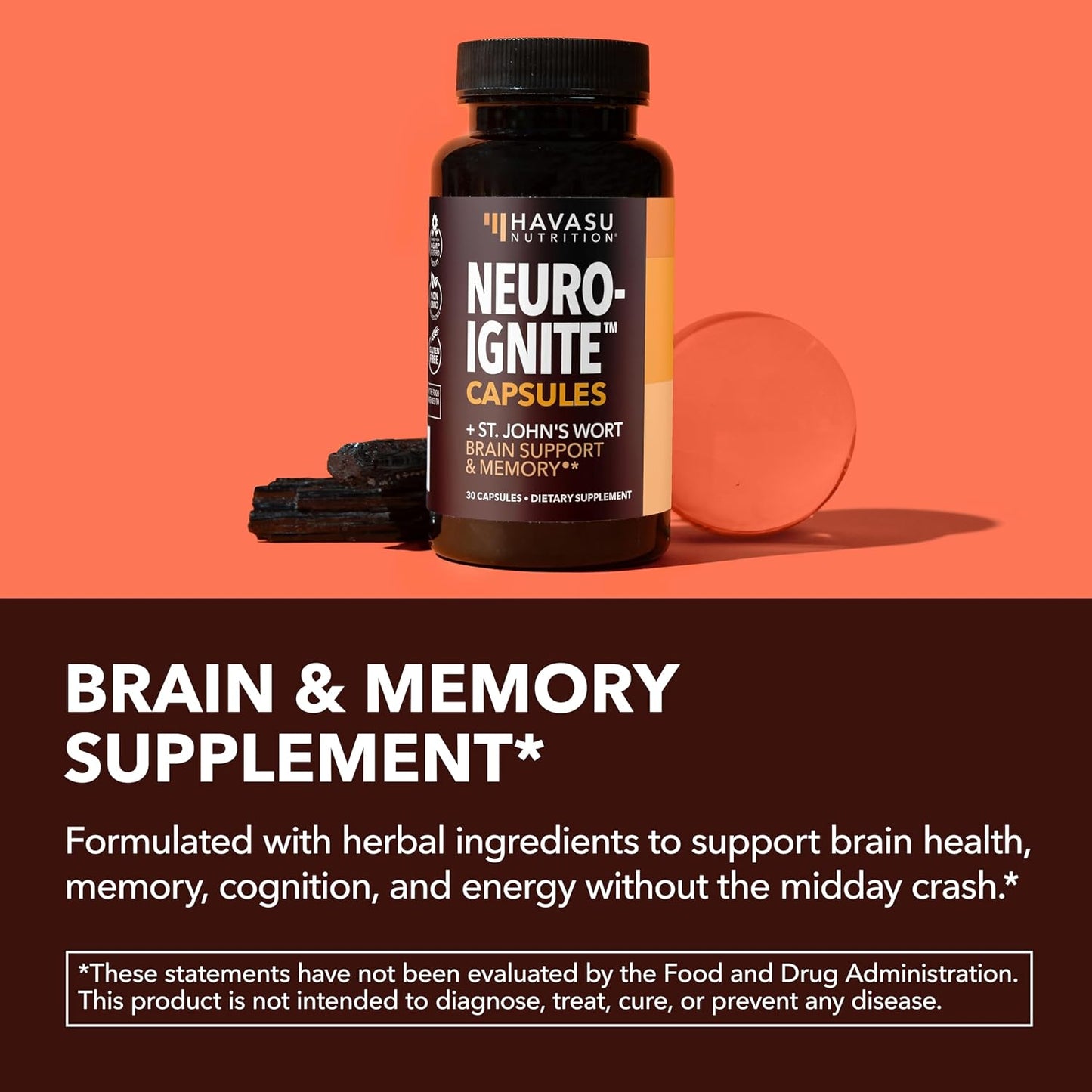 NeuroIGNITE Nootropic Brain Supplement for Memory and Focus, 30 Count | Vegan, Non-GMO Nootropic with Bacopa, Ginkgo Biloba, St. John's Wort for Cognitive Health and Mental Clarity, 30 Servings Gsupps Australia