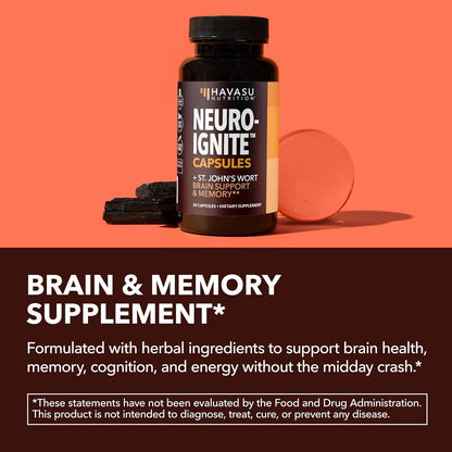 NeuroIGNITE Nootropic Brain Supplement for Memory and Focus, 30 Count | Vegan, Non-GMO Nootropic with Bacopa, Ginkgo Biloba, St. John's Wort for Cognitive Health and Mental Clarity, 30 Servings Gsupps Australia