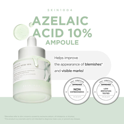 SKIN1004 Azelaic Acid 10% Ampoule, Hydrating Face Serum for Blemish-Prone & Irritated Skin, Soothing Care for Visible Marks with Centella, Niacinamide-Free, Korean Skin Care, 1.01 fl.oz / 30ml SKIN1004