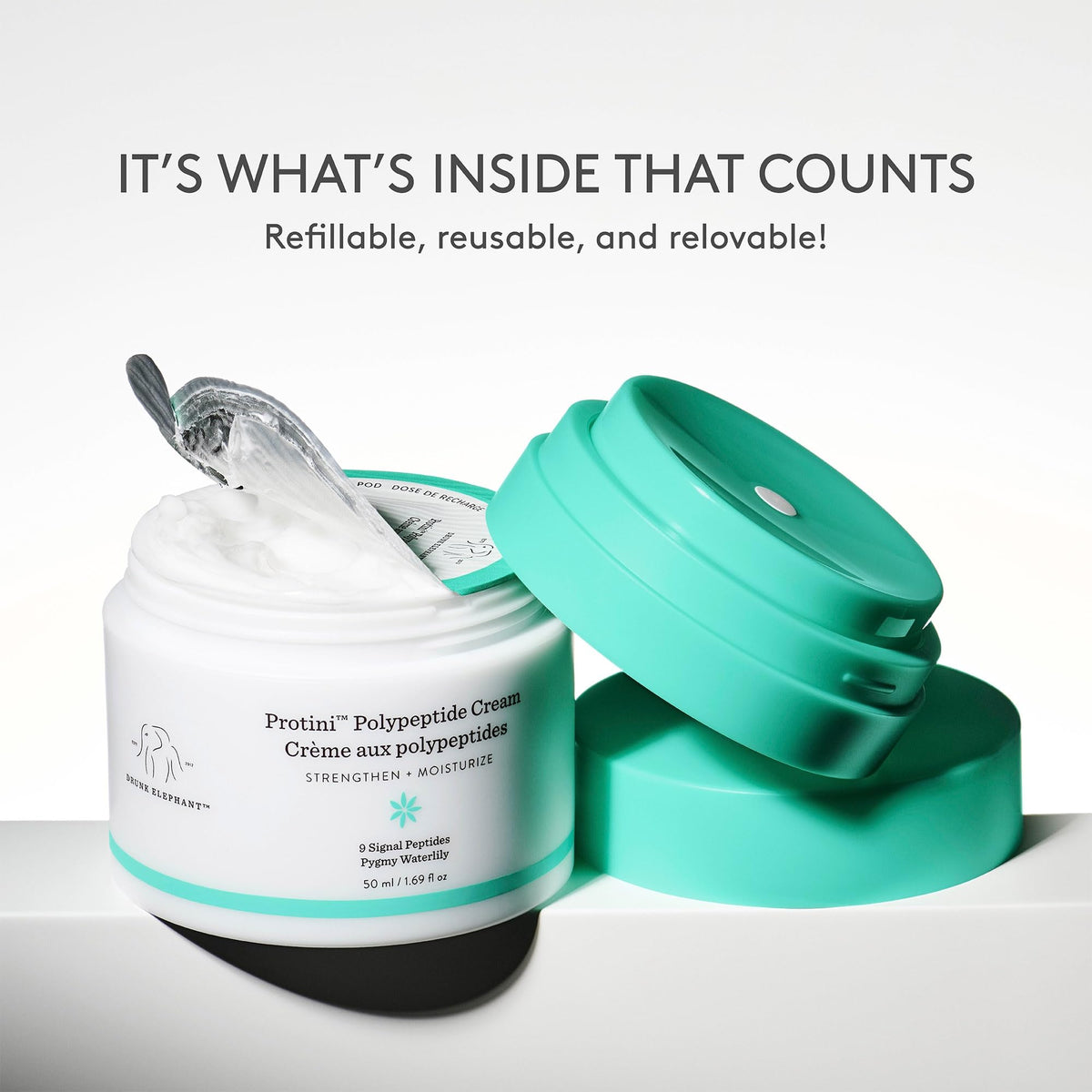 Drunk Elephant Protini Polypeptide Cream - 50 ml/1.69 fl oz - Firming Moisturizer - Clean Clinical Skincare - Cruelty-Free - Dermatologist-Tested - Free of Essential Oils, Silicones, and Fragrance Drunk Elephant