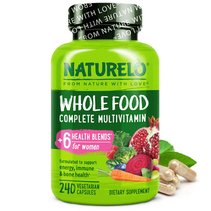 NATURELO Whole Food Multivitamin for Women - with Vitamins, Minerals, & Organic Extracts - Supplement for Energy and Heart Health NATURELO