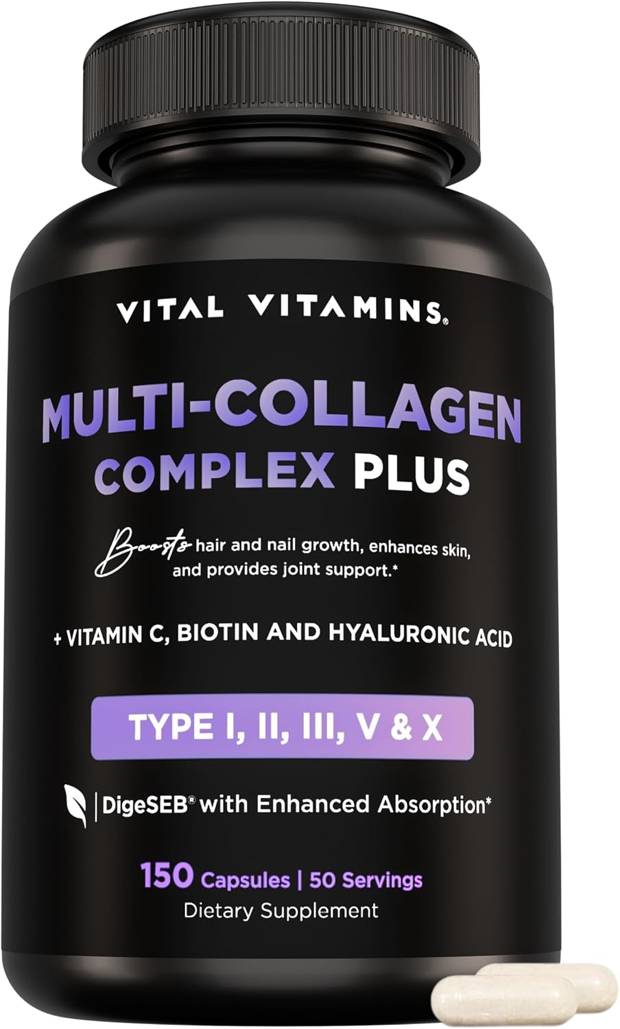 Vital Vitamins Multi-Collagen Plus 150 ct + Hyaluronic Acid Capsules 60 ct Gsupps Australia