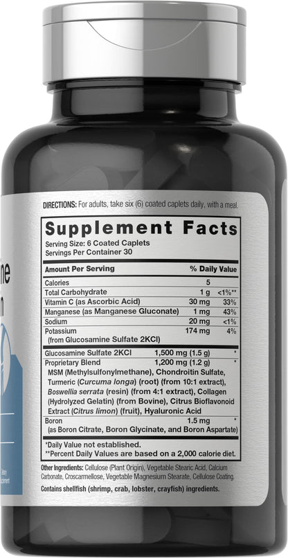 Horbäach Glucosamine Chondroitin | Plus MSM & Turmeric | 180 Coated Caplets | Non-GMO, Gluten Free Supplement Horbäach