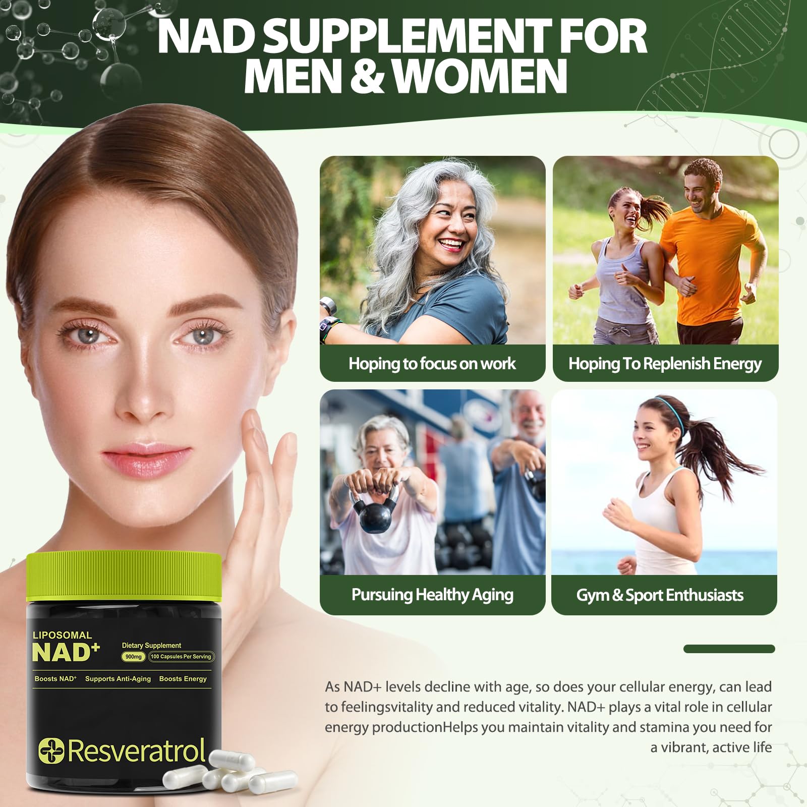 BOSNETHUINH NAD+ Supplement, NAD Nicotinamide Riboside Resveratrol, Liposomal NAD - NMNH Supplement Alternative for Anti-Aging, Mental Clarity & Cellular Energy 100 Capsules BOSNETHUINH buy australia supplements