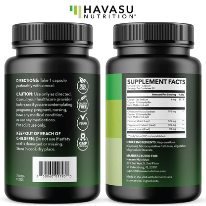 Chlorophyll Pills for Internal Cleanse & Balance, 30 Count, Internal Detox | Skin Health and Body Deodorizing Supplement with Parsley Peppermint & Lemon Extract, Vegan Non-GMO Chlorophyll Capsules Gsupps Australia