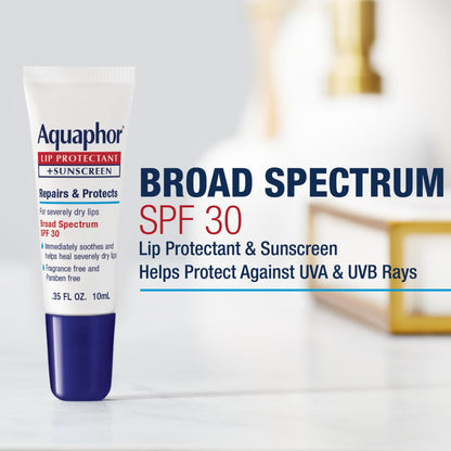 Aquaphor Lip Protectant and Sunscreen Ointment, SPF 30, 0.35 FL OZ Aquaphor