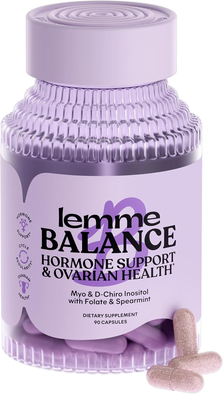 Lemme Balance Hormone Support Capsules for Women, Clinically-Studied 40:1 Myo & D-Chiro Inositol Blend to Support Hormone Management, w/Folate, Vitamin D3, Chromium & Spearmint, 90 Capsules