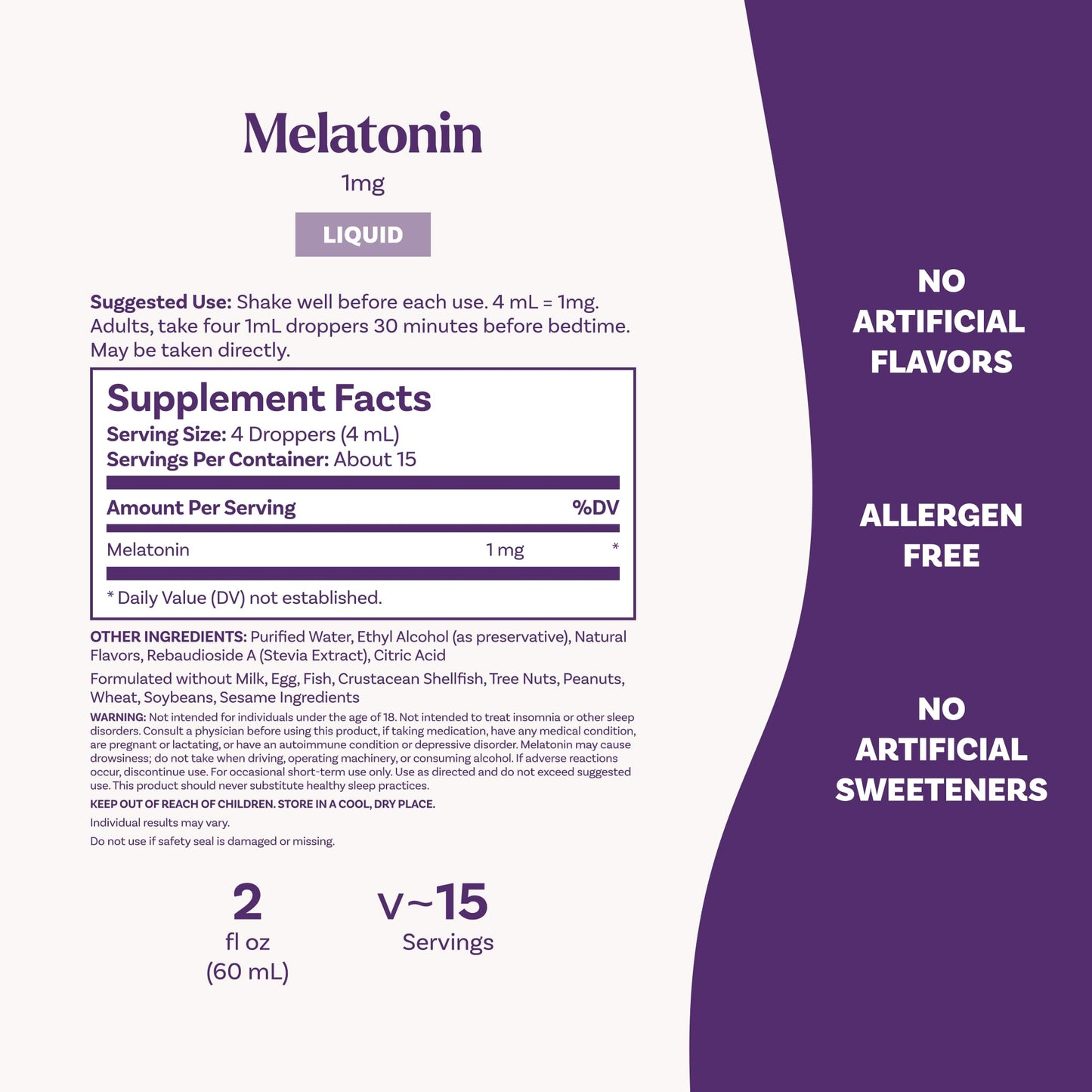 Natrol Liquid Melatonin 1 mg, Adult Melatonin Supplement to Fall Asleep Faster and Stay Asleep Longer, Wake Up Refreshed, Natrol