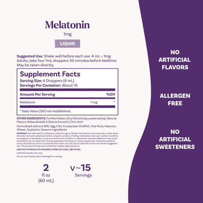 Natrol Liquid Melatonin 1 mg, Adult Melatonin Supplement to Fall Asleep Faster and Stay Asleep Longer, Wake Up Refreshed, Natrol