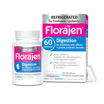 Florajen3 Digestion High Potency Refrigerated Probiotics | Restores Balance in Digestive System | for Antibiotic Side Effects | 60 Capsules Florajen buy australia supplements