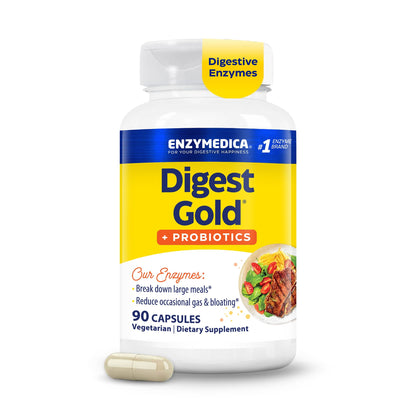 Enzymedica Digest Gold + Probiotics - Digestive Enzyme Supplement for Women & Men, Enzyme and Probiotic Capsules for Digestion, Gut Health Support, Enzymedica