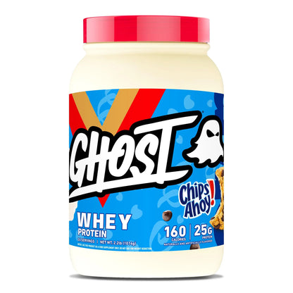GHOST Whey Protein Powder, Chips Ahoy! - 2LB, 25G of Protein - Whey Protein Blend - ­Post Workout Fitness & Nutrition Shakes, Smoothies, Baking & Cooking - Cookie Pieces Inside GHOST
