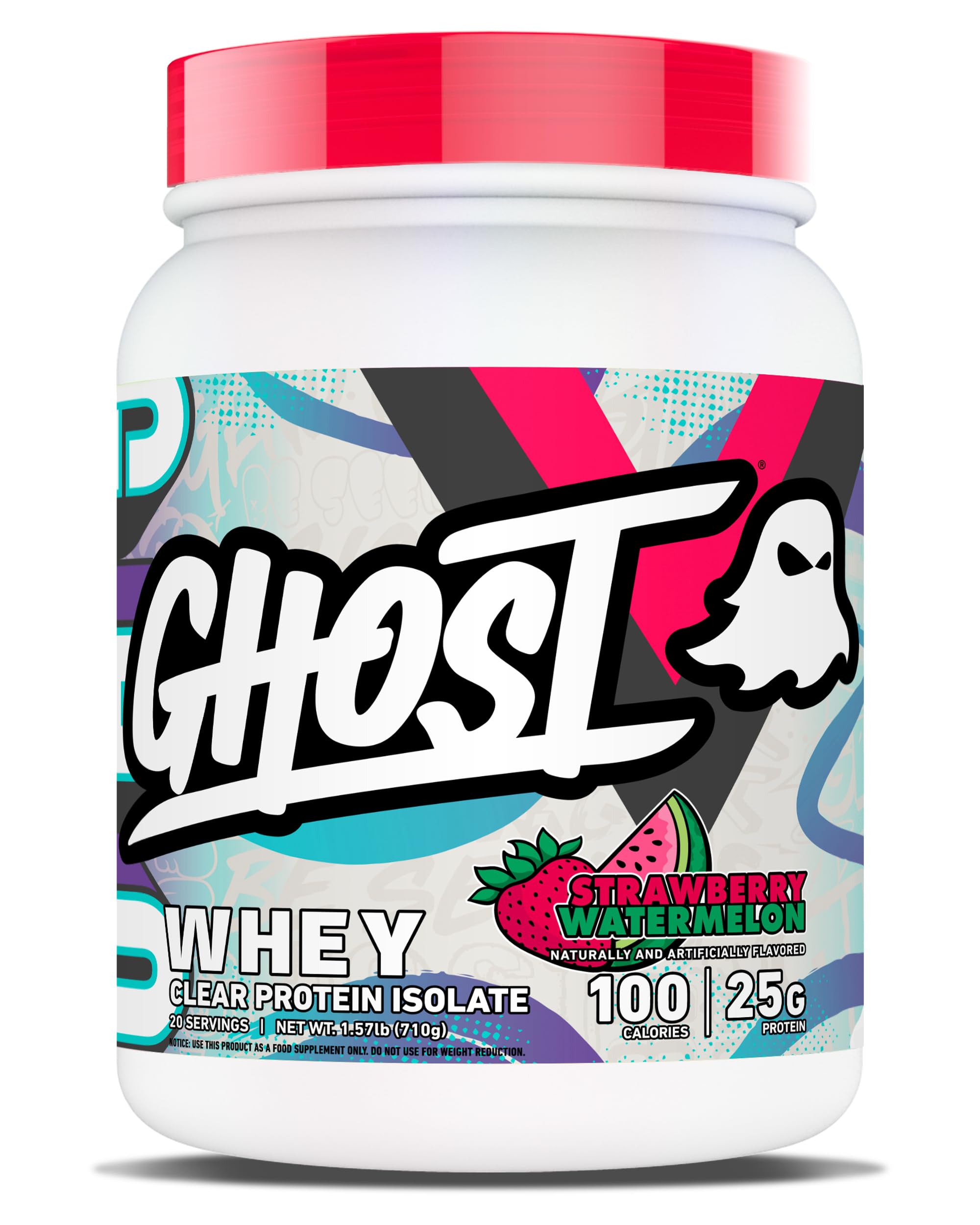 GHOST Clear Whey Isolate Protein Powder, Strawberry Watermelon - 1.57 LB Tub, 25G of Whey Protein - Post Workout Drink for Muscle Gain & Recovery – Sugar Free, Soy Free & Zero Fat, 20 Servings GHOST buy australia supplements