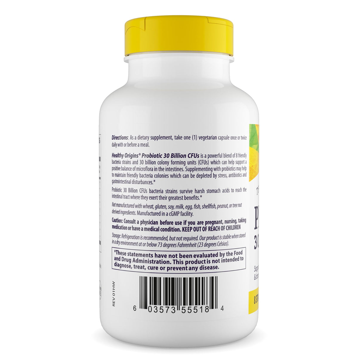 Healthy Origins Probiotic 30 Billion CFU's (Shelf Stable, Non-GMO, Gluten Free, Digestive Health, Gut Health, Immune Support), 150 Veggie Caps Healthy Origins