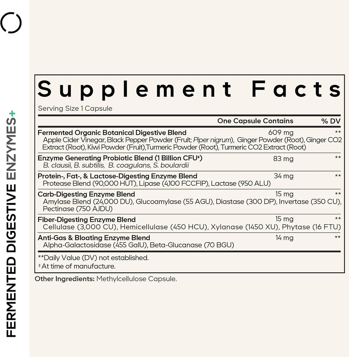 Codeage Fermented Digestive Enzymes Supplement 3-Month Supply - 14 Digestive Enzymes, Probiotics, Prebiotics, Fermented Botanicals, Plant-Based Multi Pancreatic Enzymes - 1 Capsule a Day - 90 Capsules