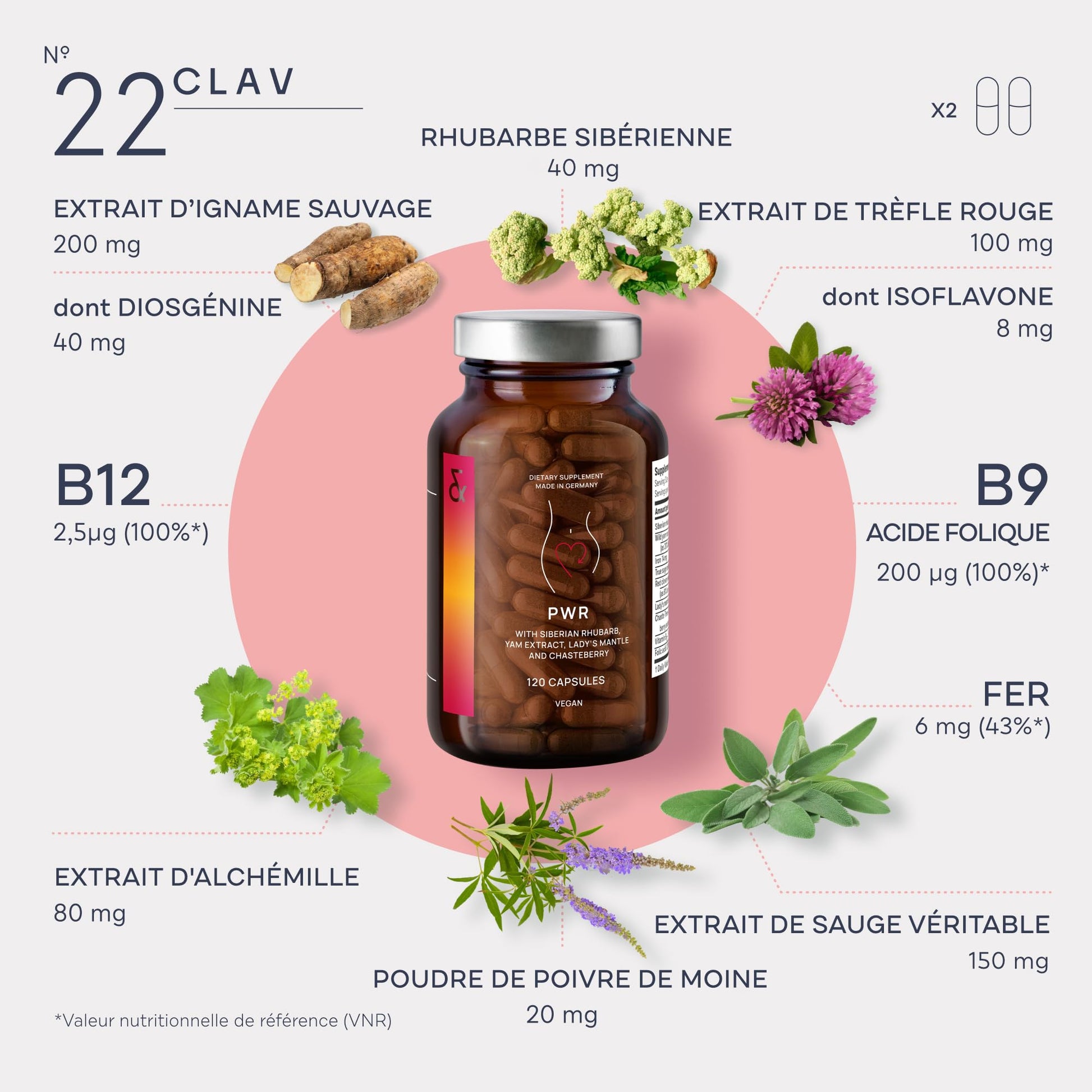 CLAV® Natural Hormone Balance for Women - PMS Relief with Siberian Rhubarb, Wild Yam & Vitex Berry - Vegan Menstrual Regulator Supplement - 120 Capsules CLAV buy australia supplements