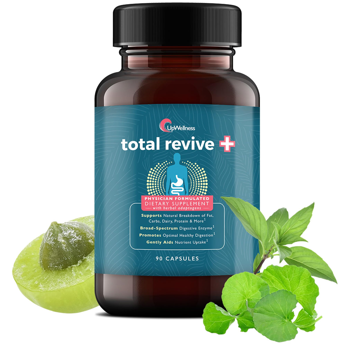 UpWellness Total Revive+ Digestive Enzymes - Broad-Spectrum Enzymes for Digestive Health - Supports Gut Health and Nutrient Absorption UpWellness
