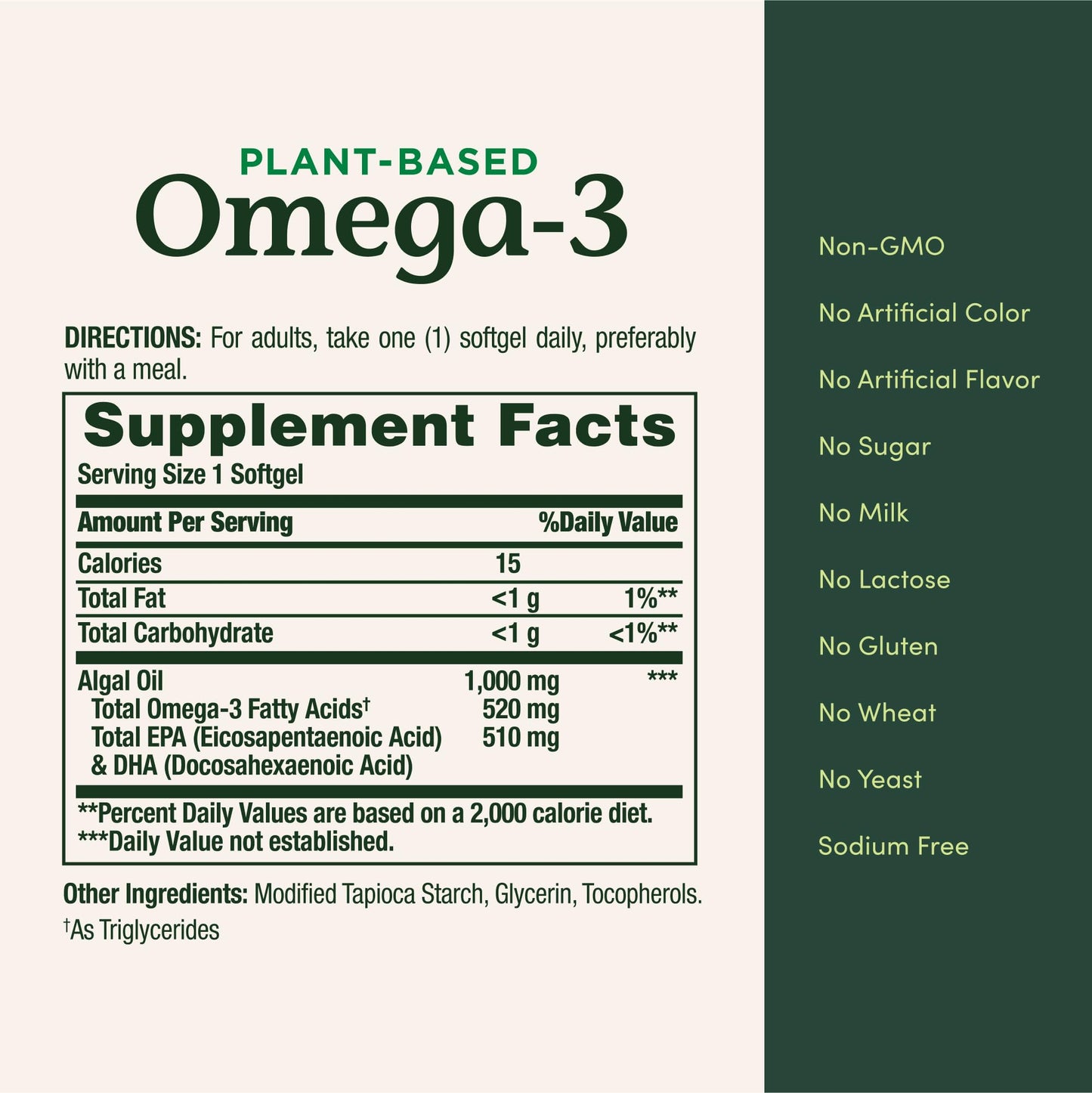 Nature's Bounty Omega 3, Plant-Based Omega 3 Fatty Acid Supplement, 520mg, Supports Whole Body Health Including Heart, Skin, Joint Nature's Bounty