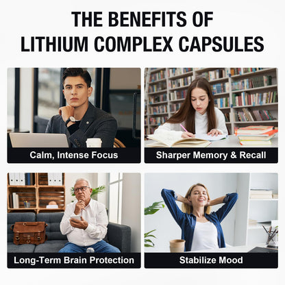 Lisopomal Lithium Orotate Complex Capsules, Lithium Orotate 20 mg, Magnesium Glycinate & Ashwagandha, Brain Health Supplements for Cognitive, Mood & Memory Gulapelst