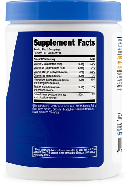 Nutricost Electrolyte Complex Powder (60 Servings, Blue Raspberry) - Hydration Supplement Drink Mix with Vitamins and Minerals Nutricost