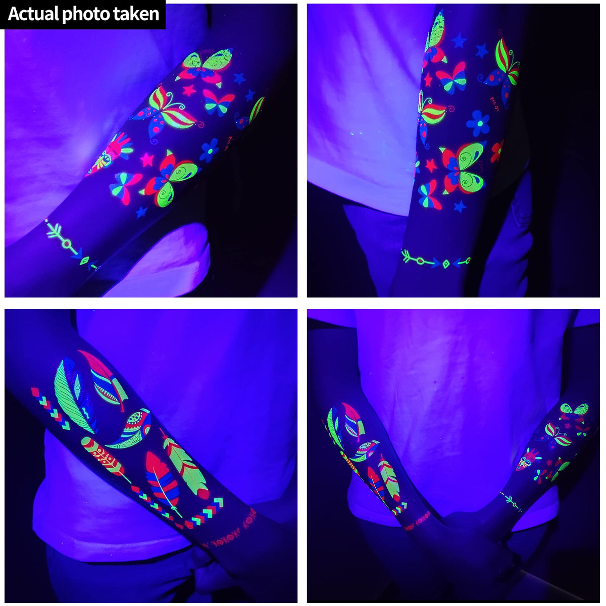 TATUWST Glow in the Dark Tattoos 172 PCS Glow in the Dark Party Supplies TATUWST