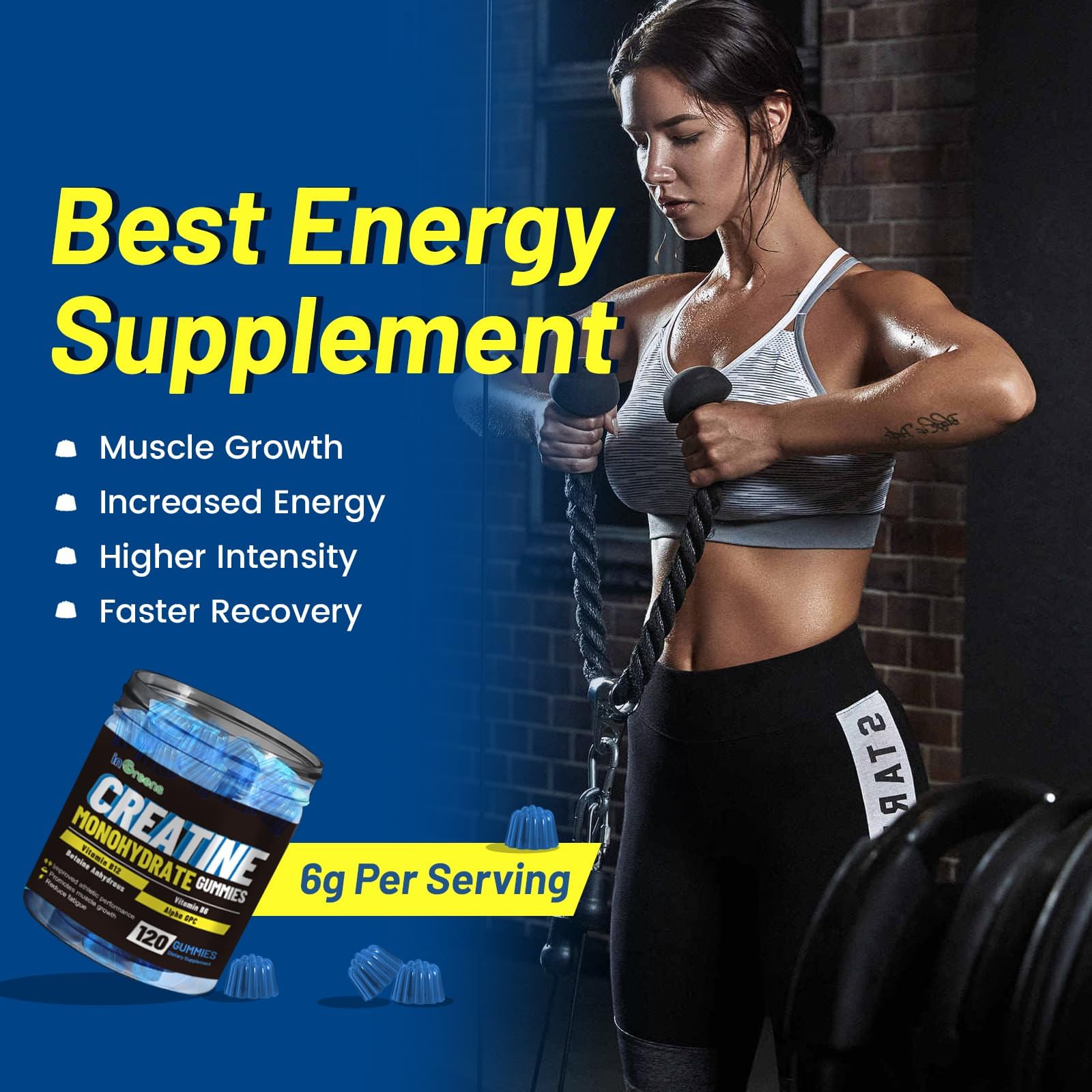 inGreens Creatine Monohydrate Gummies 6g per Serving, Sugar Free Creatine Supplements for Men & Women, Chewable Creatine for Muscle Growth, Strength, Energy inGreens buy australia supplements