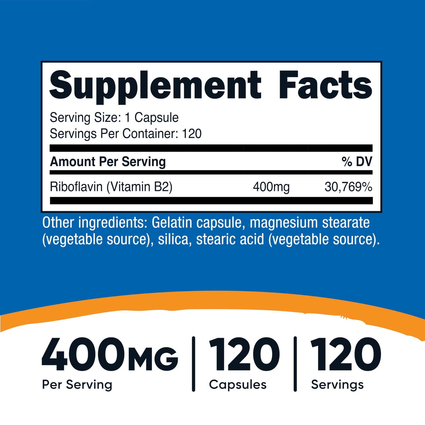 Nutricost Vitamin B2 (Riboflavin) 400mg, 120 Capsules - Gluten Free, Non-GMO Nutricost